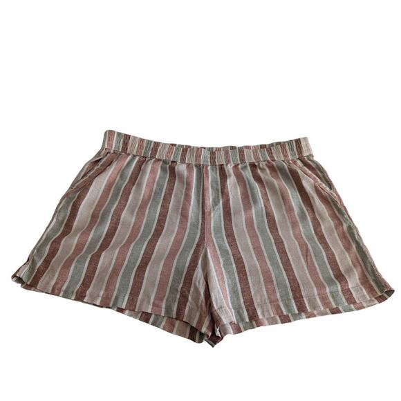 Sanoma Ultra Comfort Wasitband shorts pink/salmon striped Linen/rayon shorts 2x - Picture 1 of 8